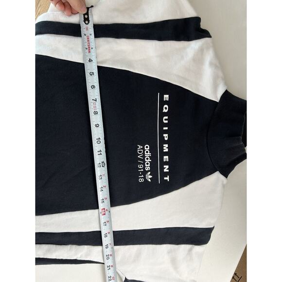 Adidas Equipment Black White Stripe Mock Neck Sweater Sweatshirt Dress Small - Picture 6 of 9